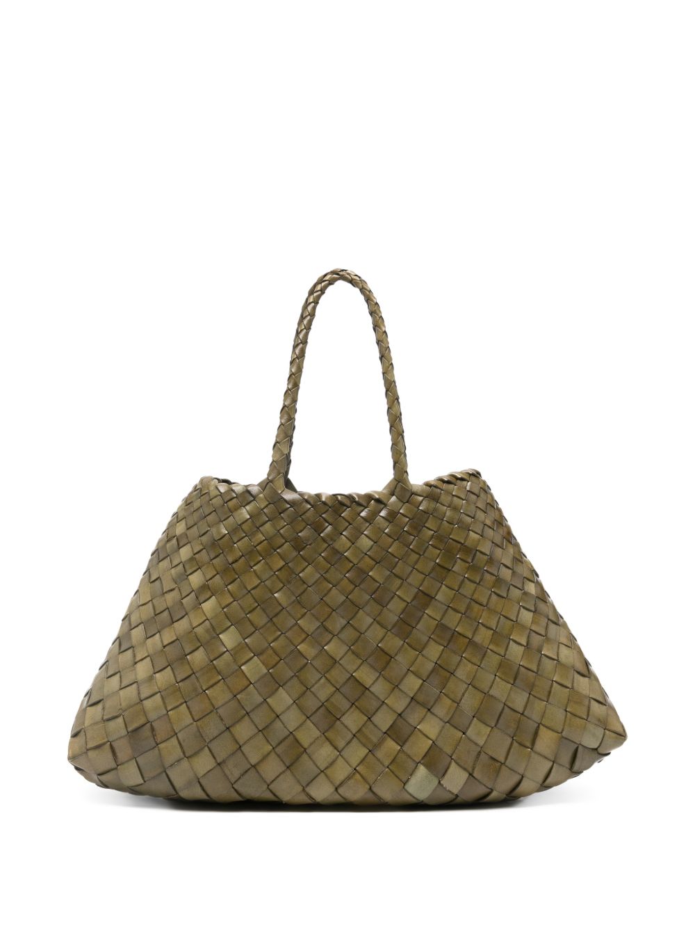 DRAGON DIFFUSION Borsa tote Santa Croce Small in pelle intrecciata verde Khaki