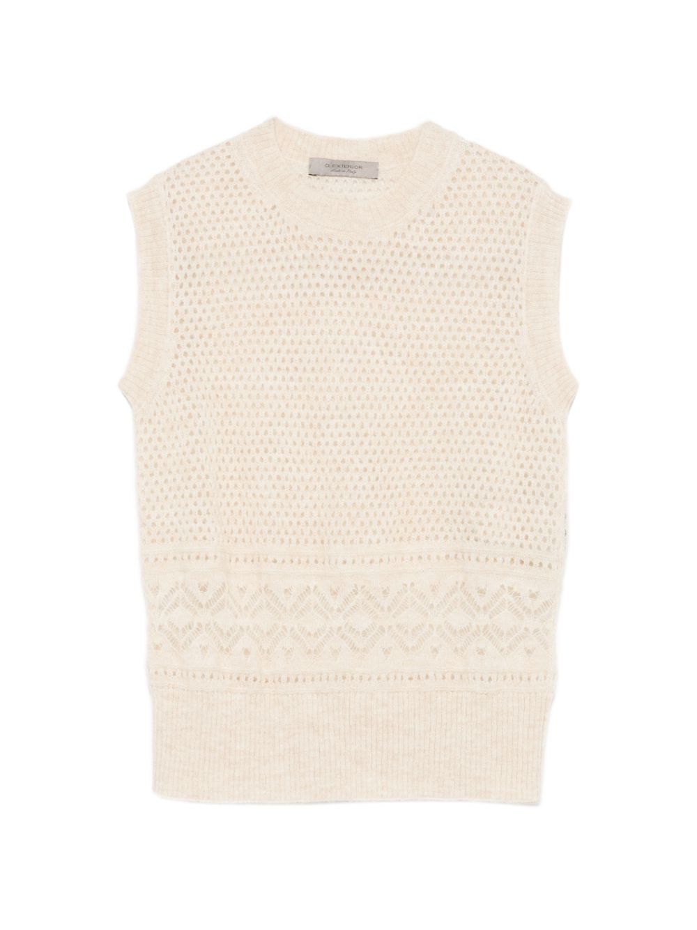 D EXTERIOR Gilet in maglia color panna in lana