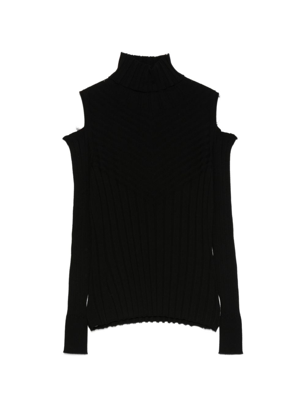 D EXTERIOR Maglia nera in lana dalla texture leggera con scollo a V