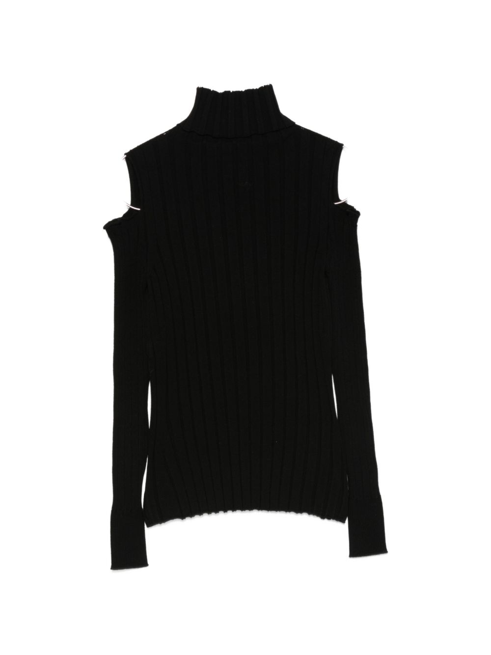 D EXTERIOR Maglia nera in lana dalla texture leggera con scollo a V
