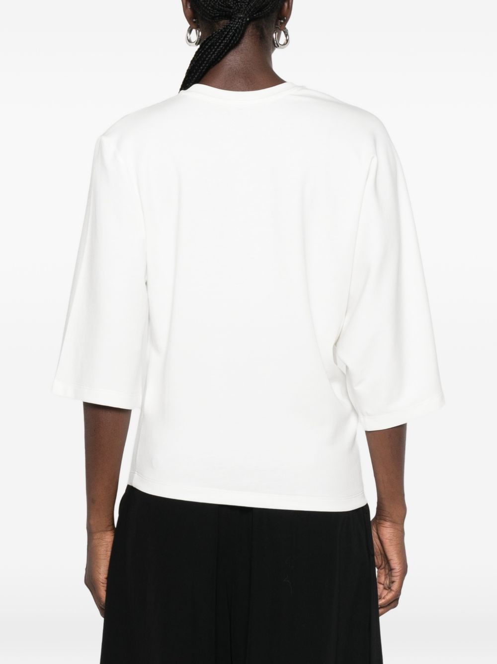 ELEH T-shirt bianca drappeggiata a maniche corte