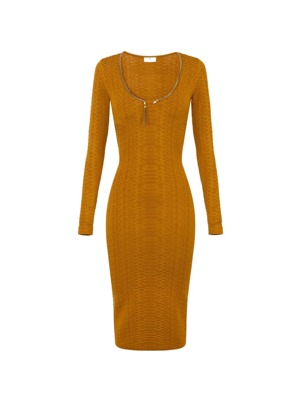 ELISABETTA FRANCHI Abito midi slim arancione