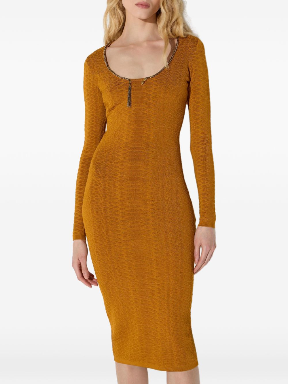 ELISABETTA FRANCHI Abito midi slim arancione