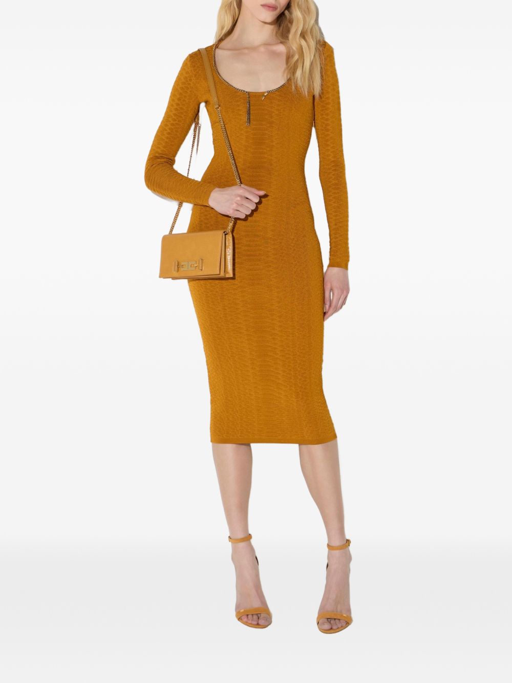ELISABETTA FRANCHI Abito midi slim arancione