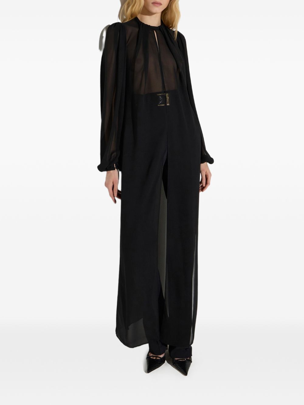 ELISABETTA FRANCHI Camicia nera lunga e trasparente