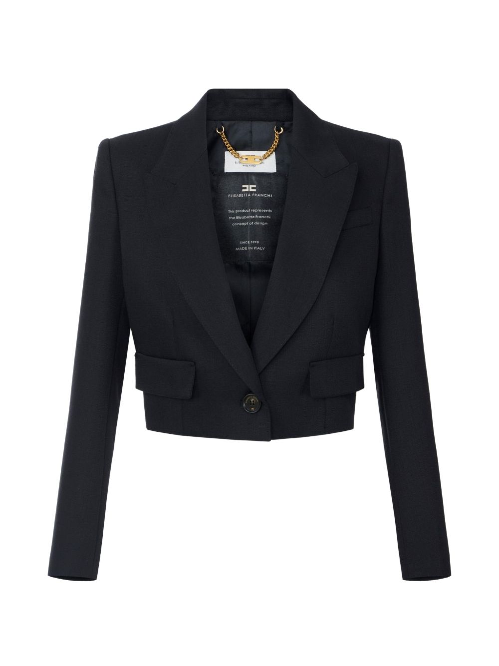 ELISABETTA FRANCHI Blazer top crop nero con scollo a V