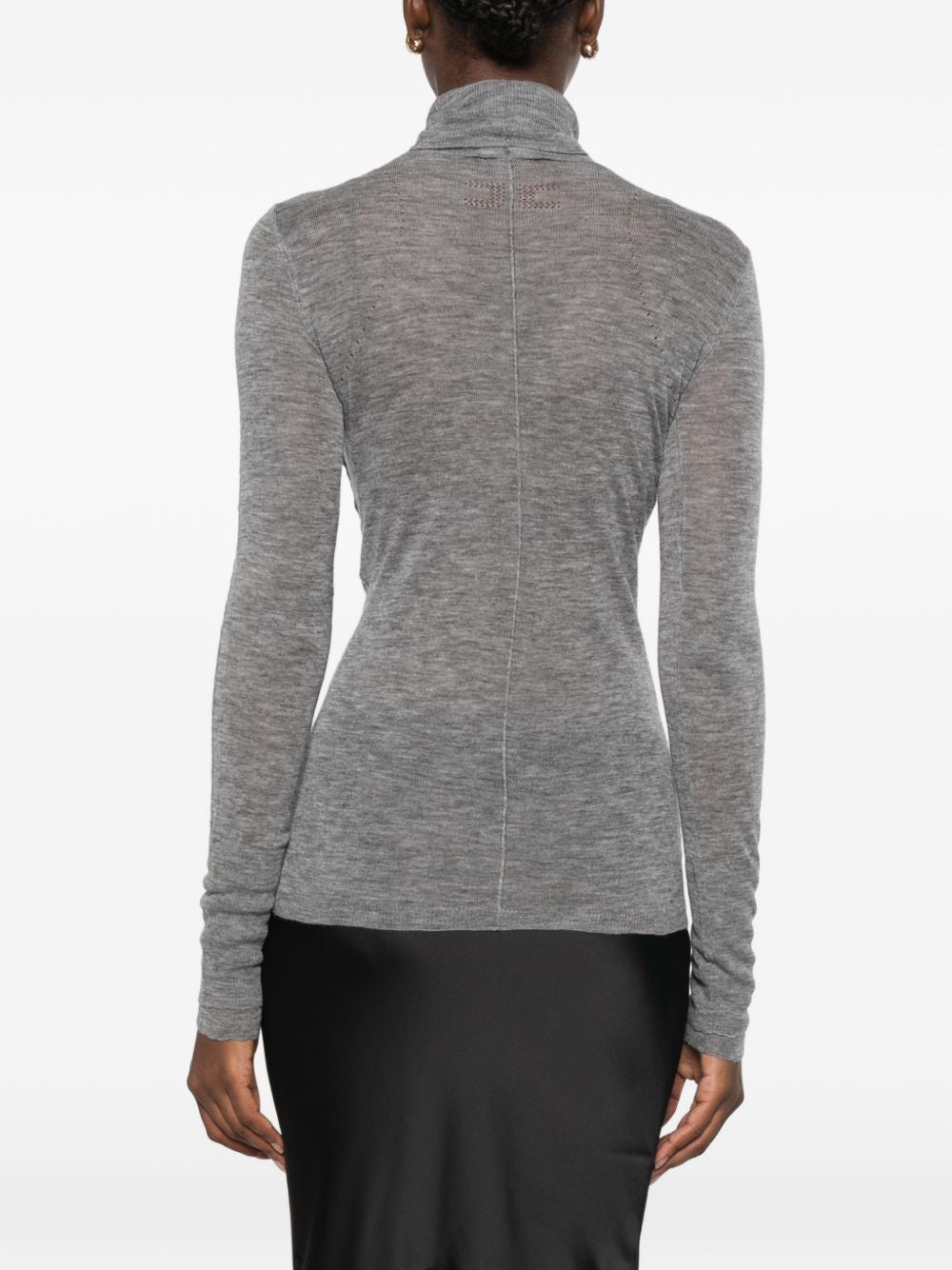 ELISABETTA FRANCHI Maglia grigio chiaro a collo alto in lana leggera