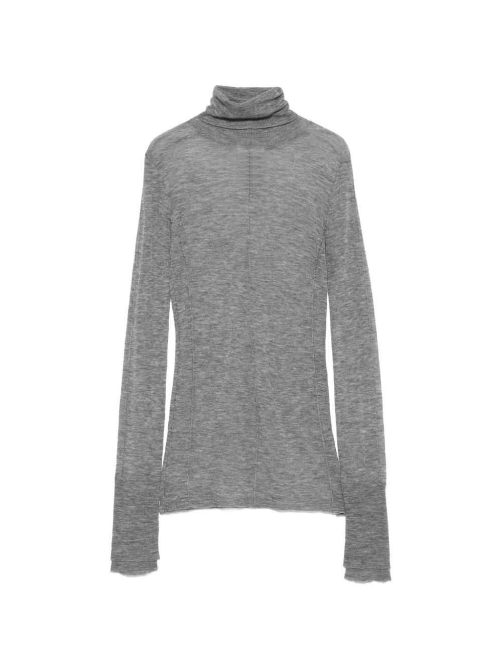 ELISABETTA FRANCHI Maglia grigio chiaro a collo alto in lana leggera