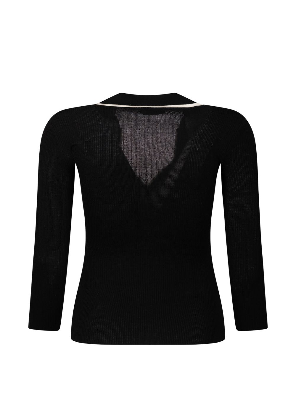 ELISABETTA FRANCHI Maglia polo con scollo a v e maniche 3/4 con rifiniture bianche