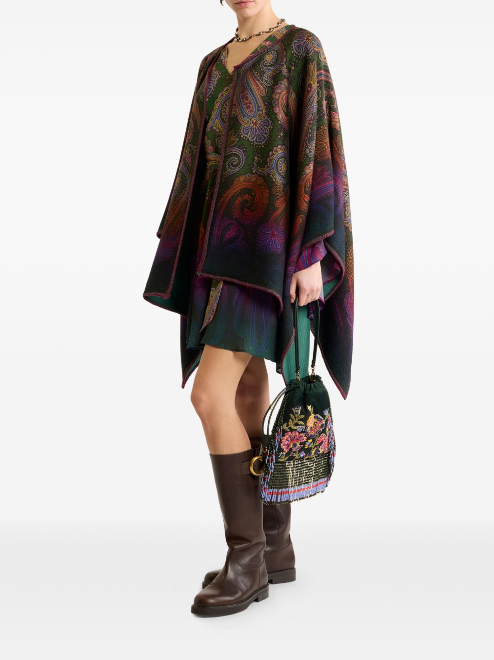 ETRO Mantella reversibile in lana con motivo Paisley multicolore