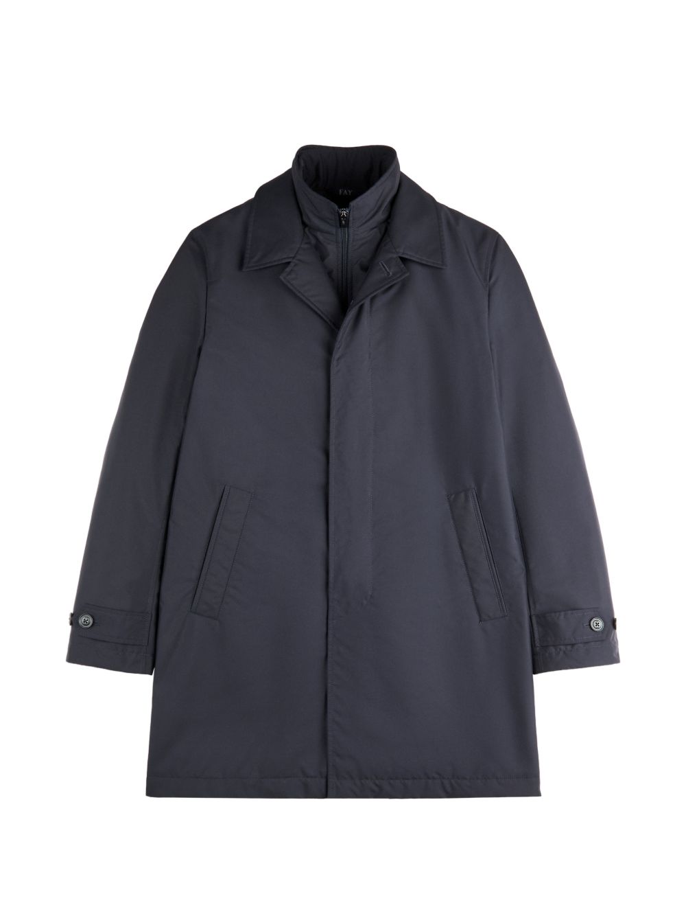 FAY Trench impermeabile imbottito blu con tasche