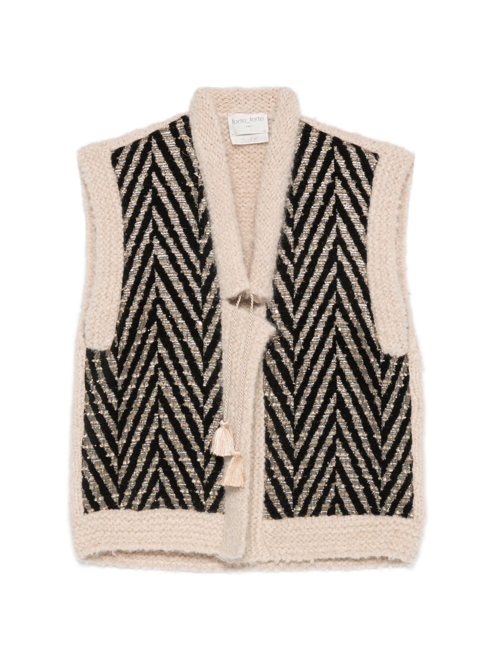 FORTE FORTE Gilet in maglia My Jacket beige e spigato marrone