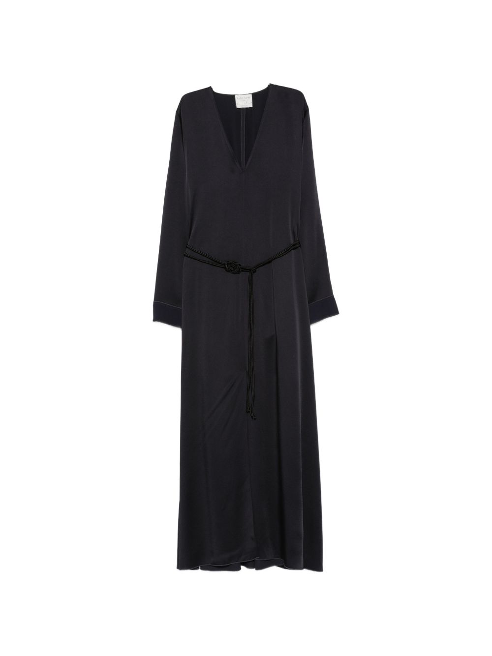 FORTE FORTE Abito lungo nero My Dress con scollo a V e cintura
