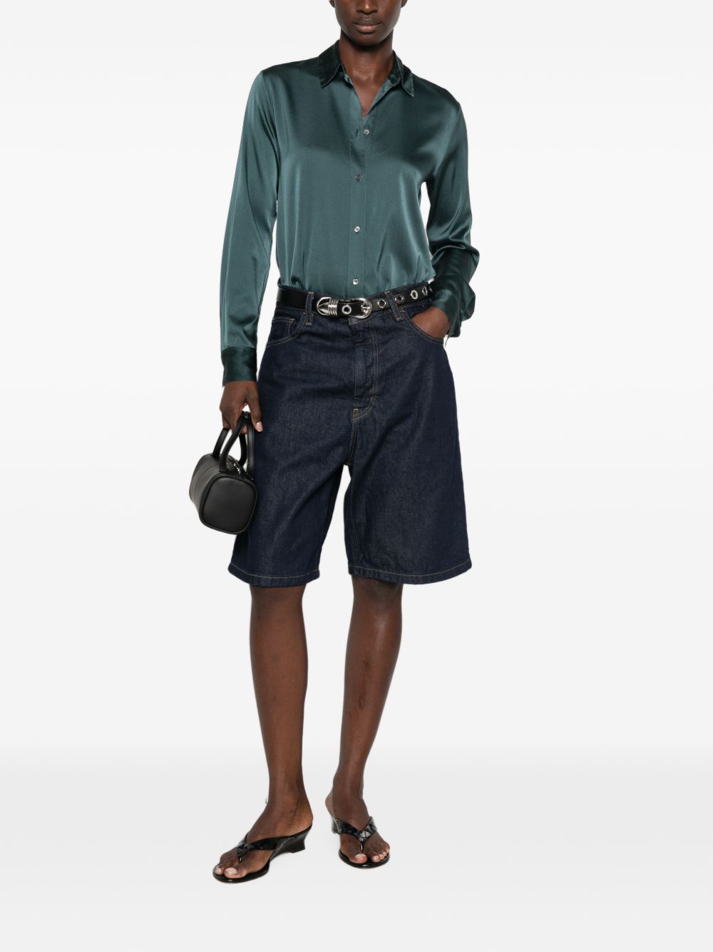 FORTE FORTE Camicia blu petrolio in seta My Shirt