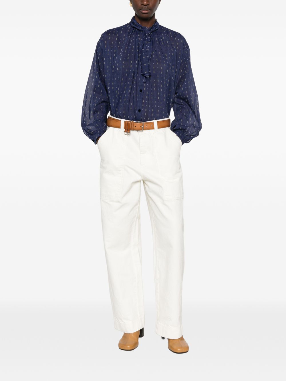 FORTE FORTE Camicia blu in cotone e seta