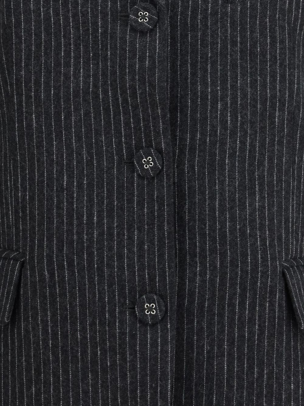 GANNI Blazer Monopetto Gessato Nero