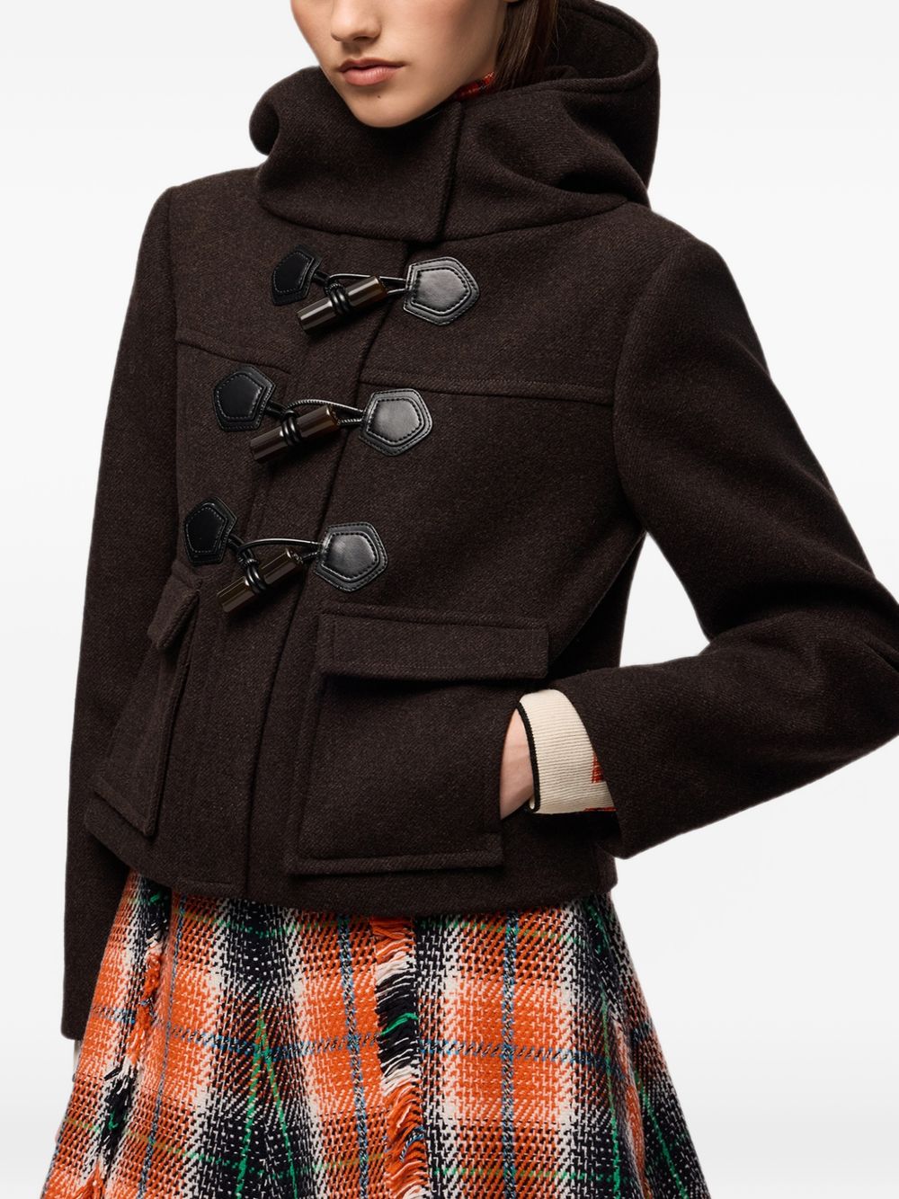 GANNI Duffle Coat Mini Marrone in Lana