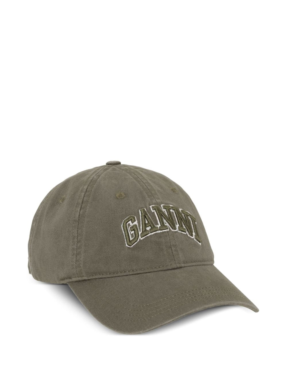GANNI Cappellino con logo ricamato in cotone washed