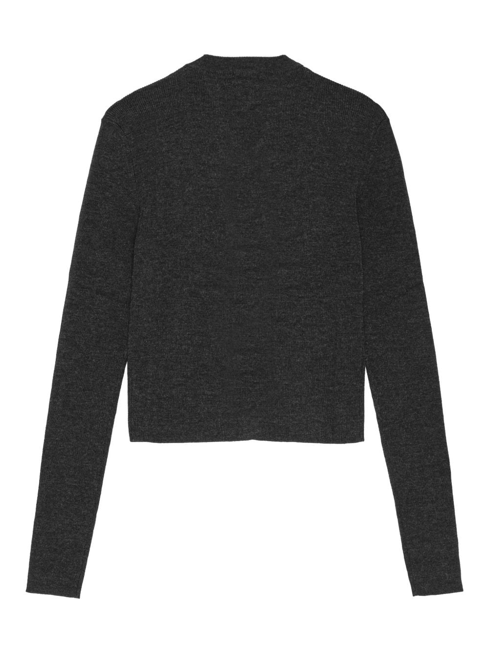 GANNI Cardigan nero antracite in lana merino con scollo a V
