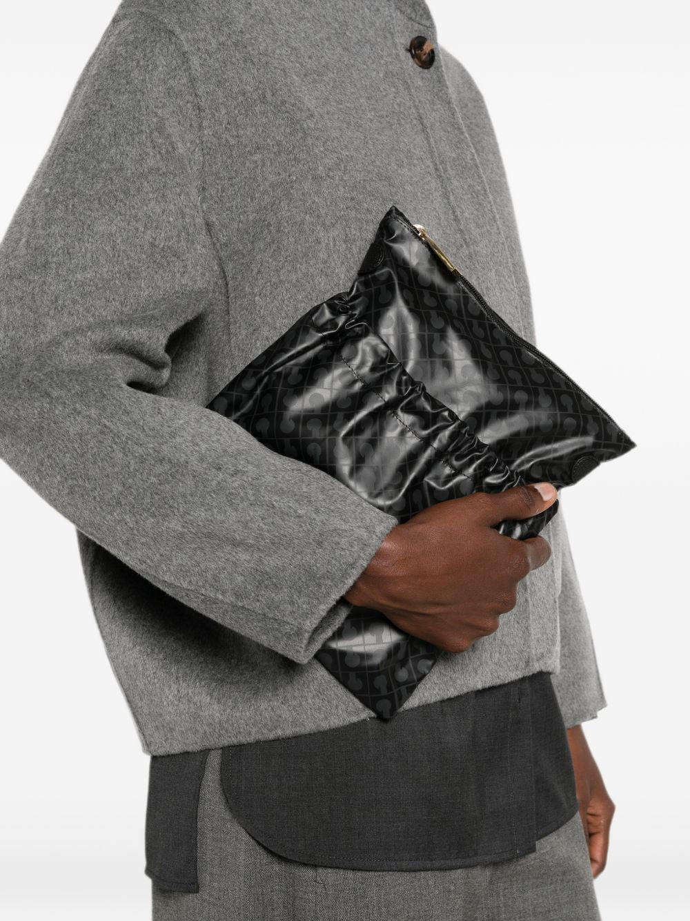 GHERARDINI Borsa a tracolla Excalibur secchiello in simil-pelle con logo all-over