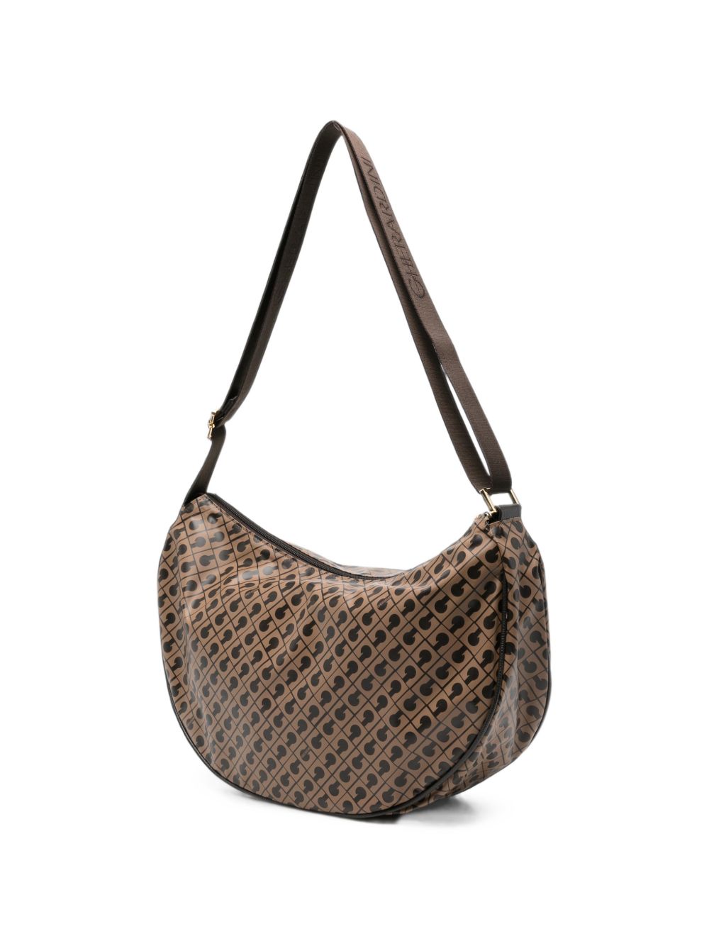 GHERARDINI Borsa Small Hobo beige con logo all-over