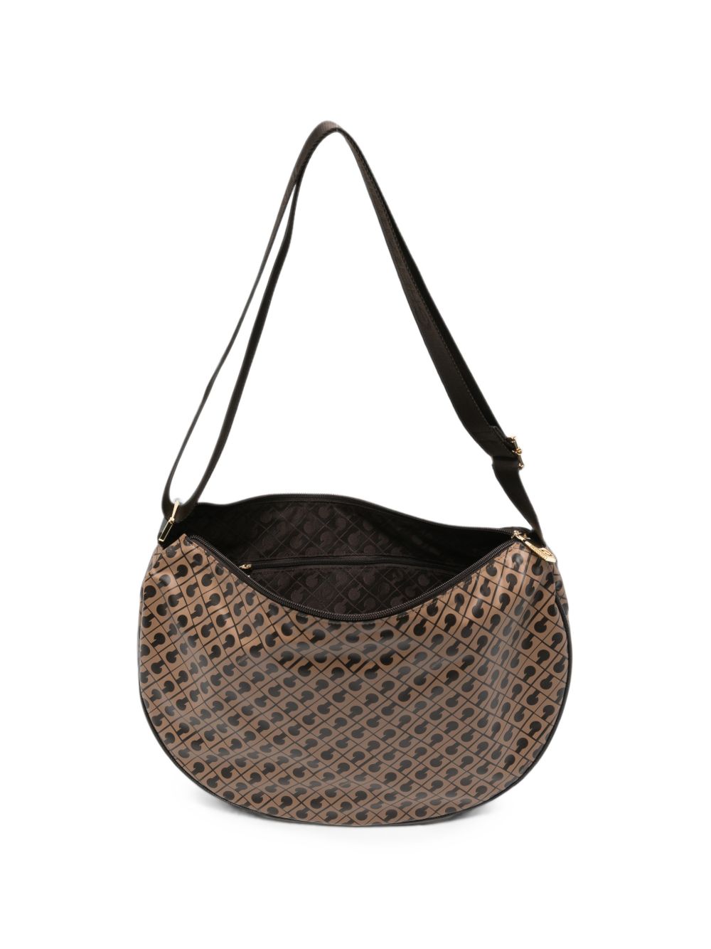 GHERARDINI Borsa Small Hobo beige con logo all-over