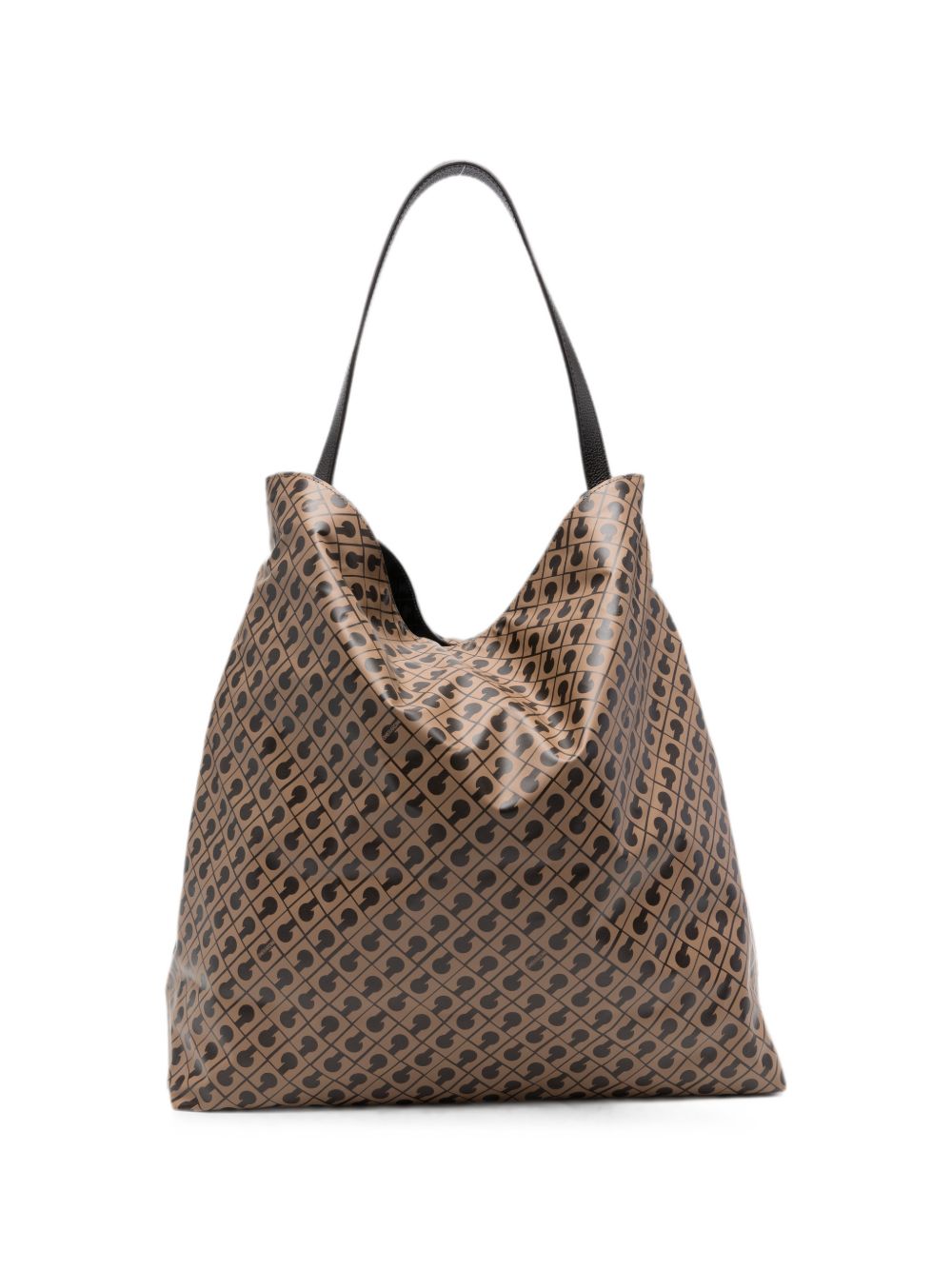 GHERARDINI Borsa Hobo Toffee marrone con logo all-over
