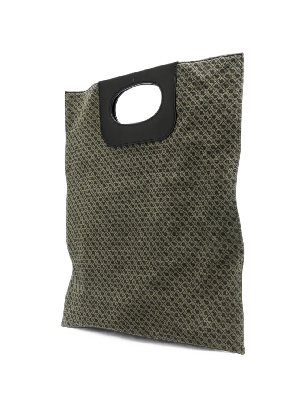 GHERARDINI Borsa Piattina Green effetto suede con logo all-over