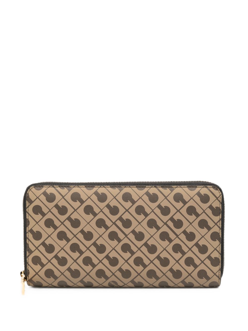 GHERARDINI Portafoglio marrone in pelle con logo all-over