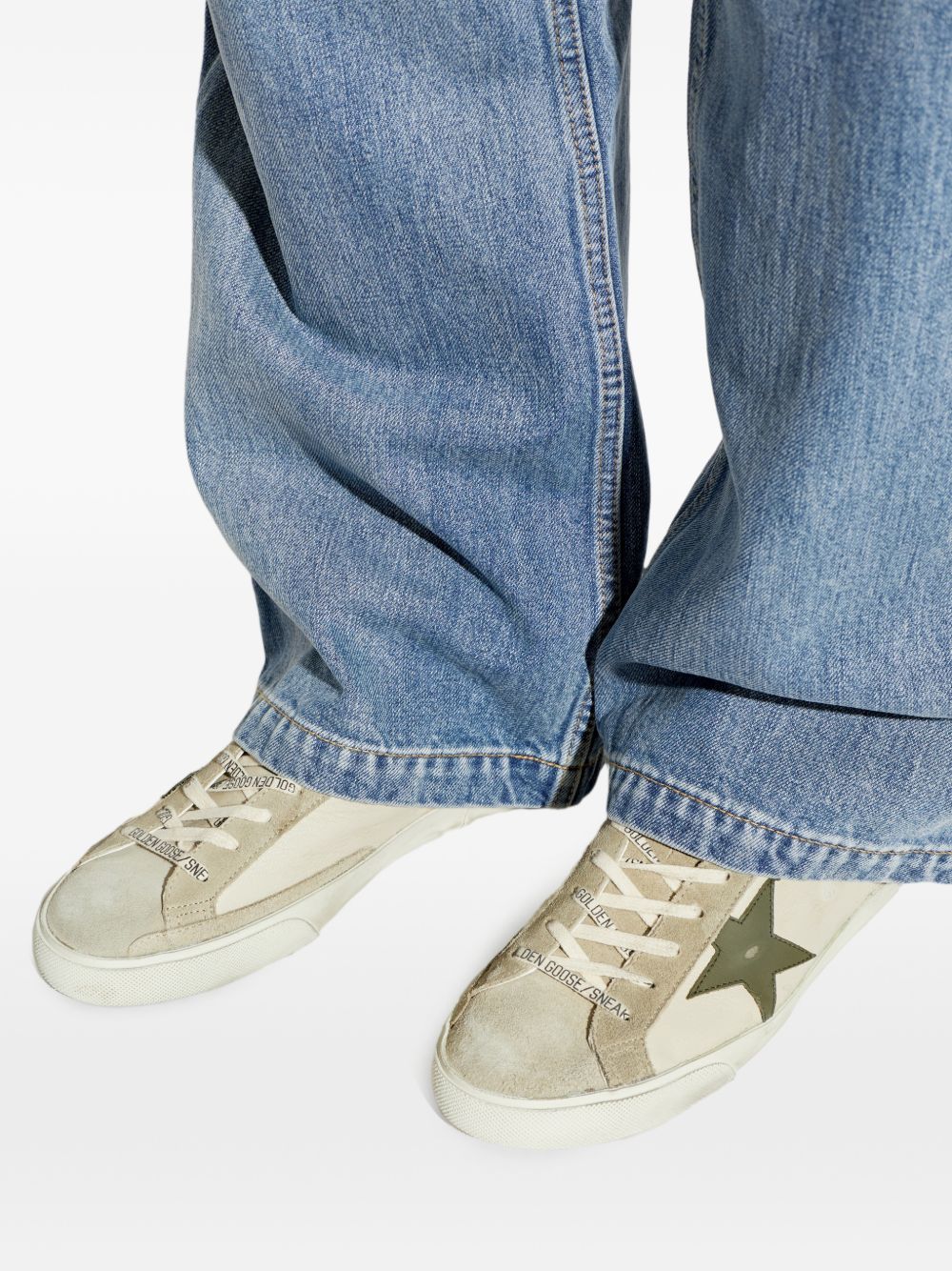 GOLDEN GOOSE Sneakers Super-Star in pelle e suede effetto vintage