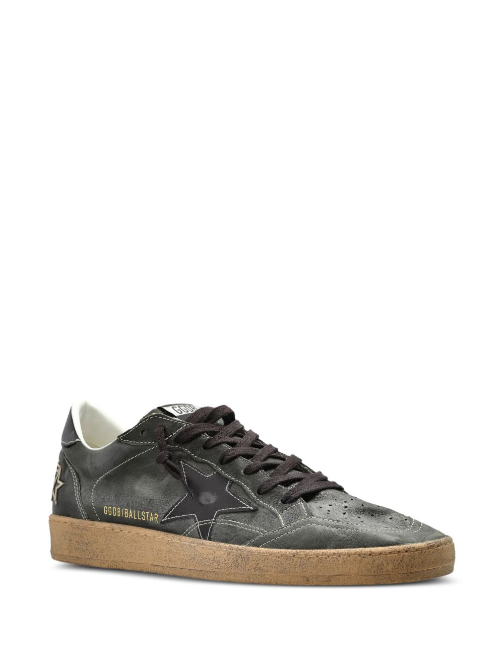 GOLDEN GOOSE Sneakers Ball Star verdi in pelle con dettagli effetto vintage