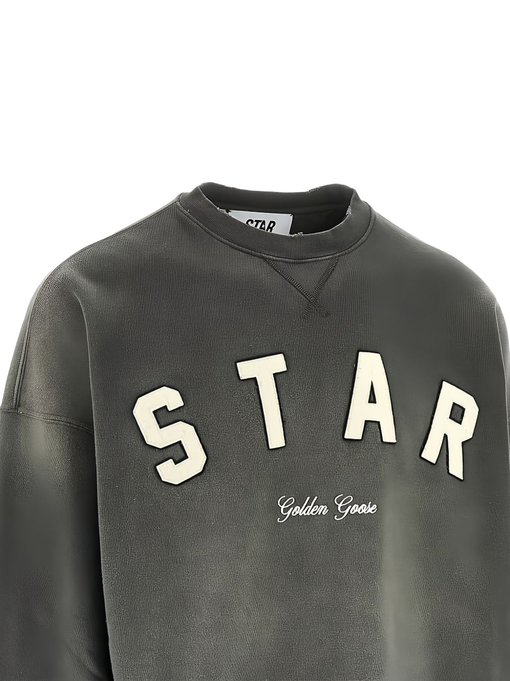 GOLDEN GOOSE Felpa Star Logo in Cotone Grigio