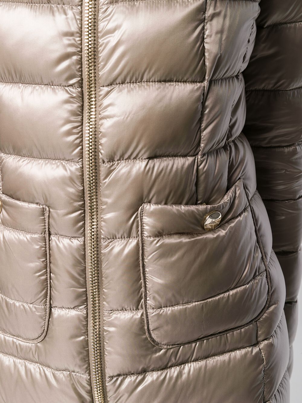 HERNO Piumino color champagne con zip e tasche