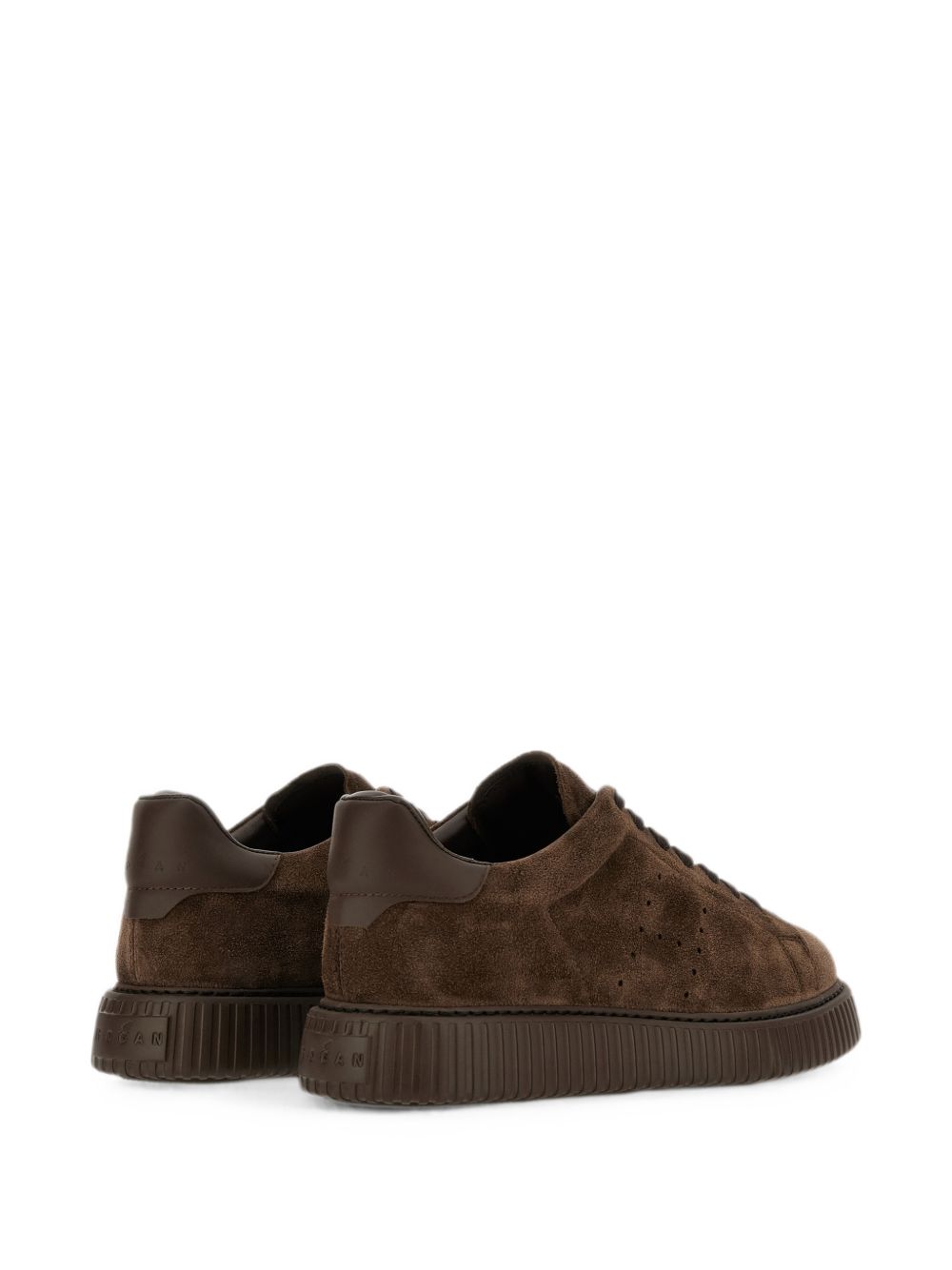 HOGAN Sneakers marroni in suede traspirante con logo laterale