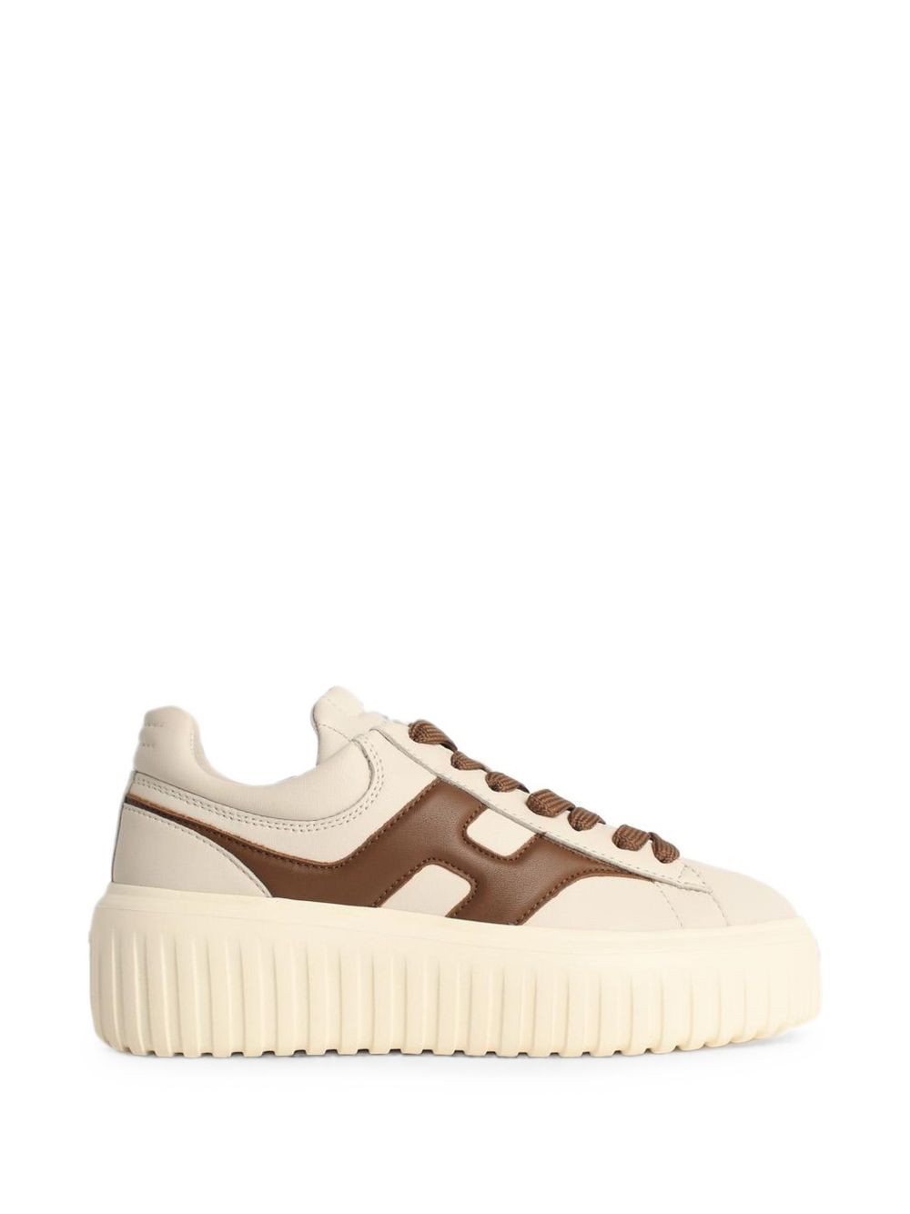 HOGAN Sneakers chiare in pelle con dettagli marroni