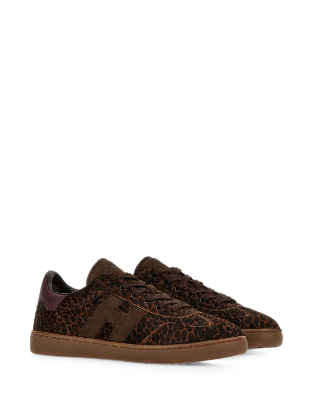 HOGAN Sneakers in pelle marroni con design animalier