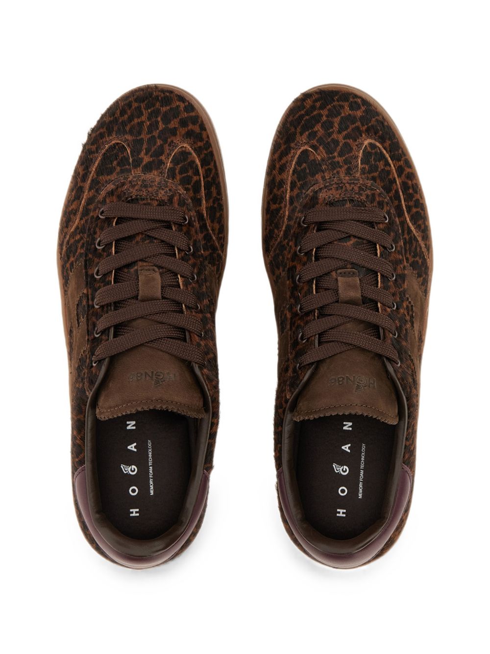 HOGAN Sneakers in pelle marroni con design animalier