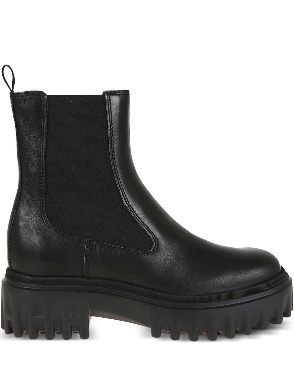 HOGAN Stivaletto nero in pelle con suola carrarmato