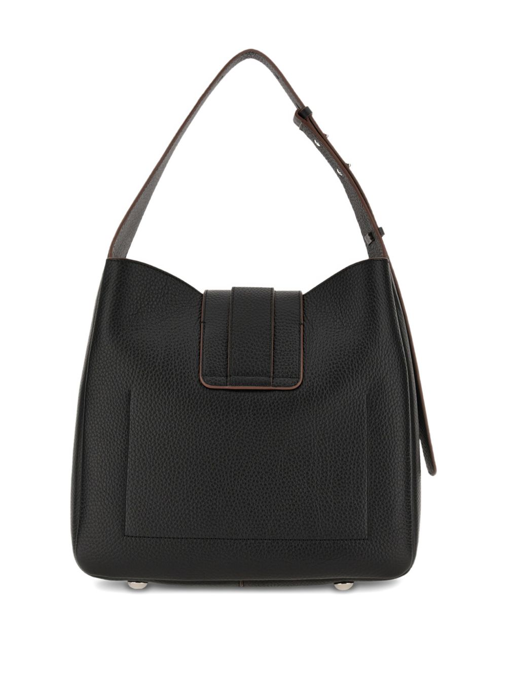 HOGAN Dark brown suede tote handbag with logo plaque