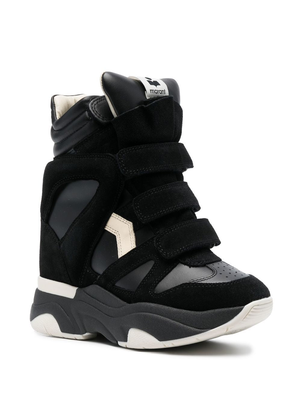 ISABEL MARANT Sneakers alte con zeppa in pelle nera