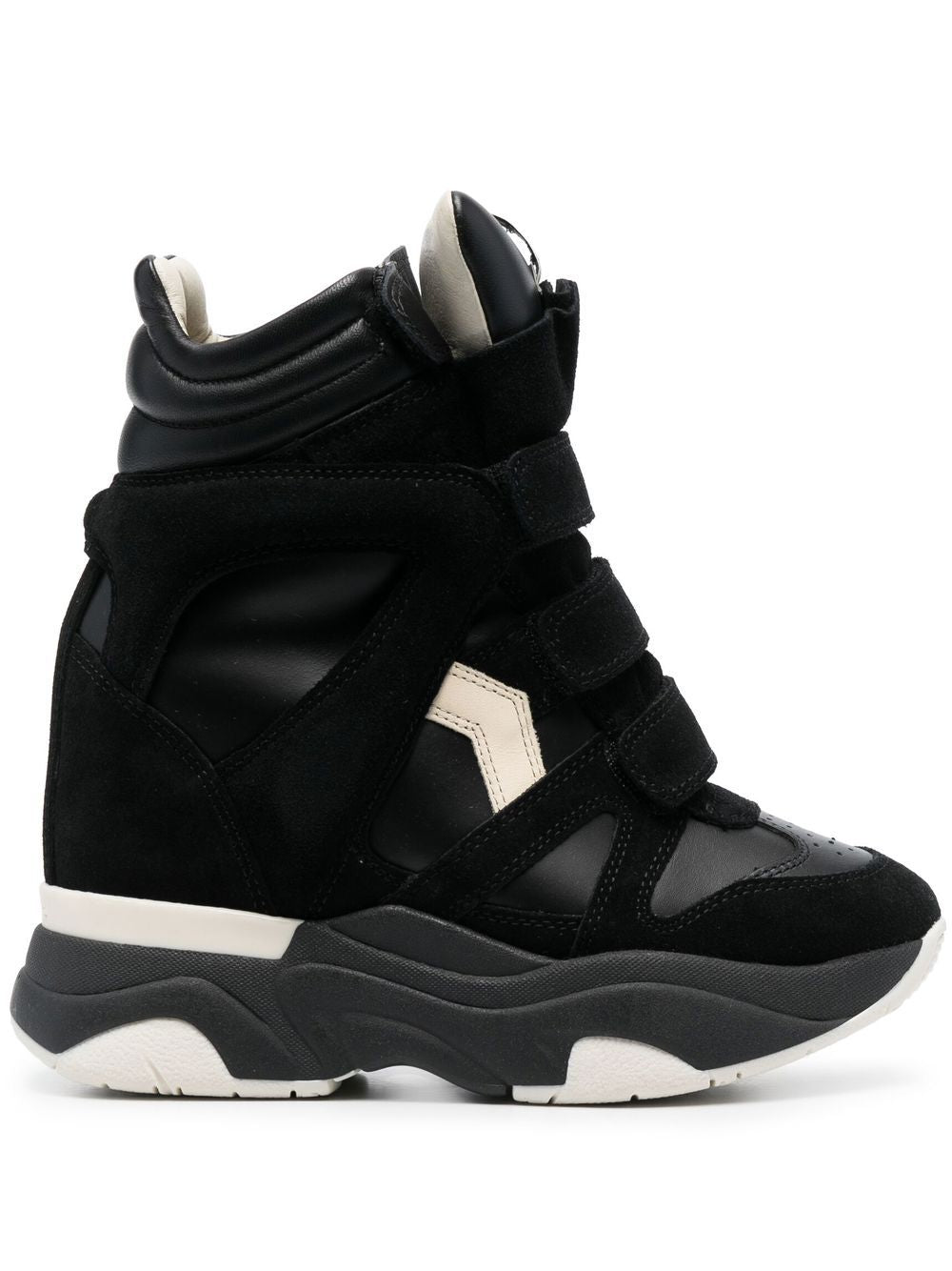 ISABEL MARANT Sneakers alte con zeppa in pelle nera