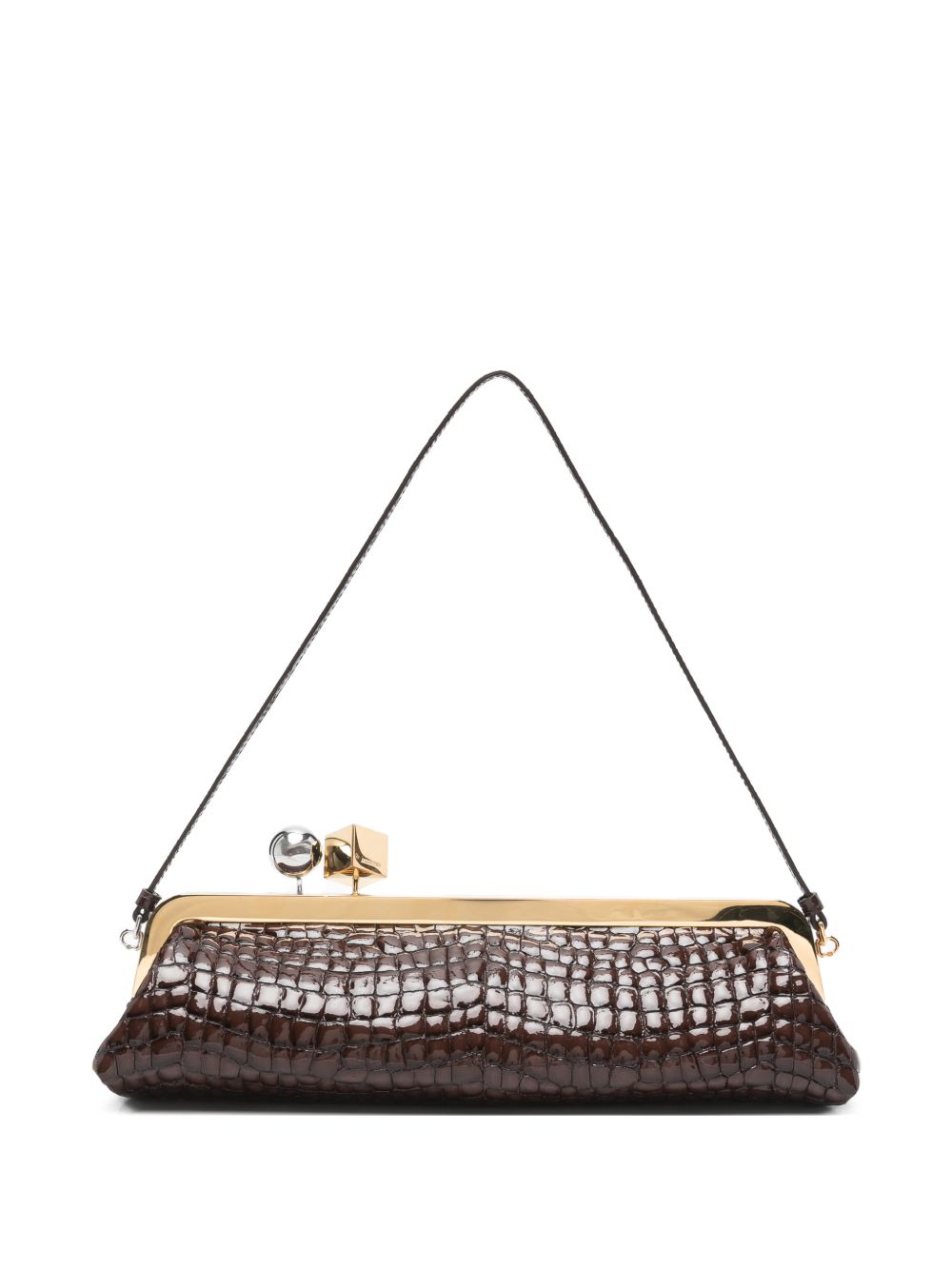 JACQUEMUS Pochette La Pochette Salon marrone in pelle effetto coccodrillo