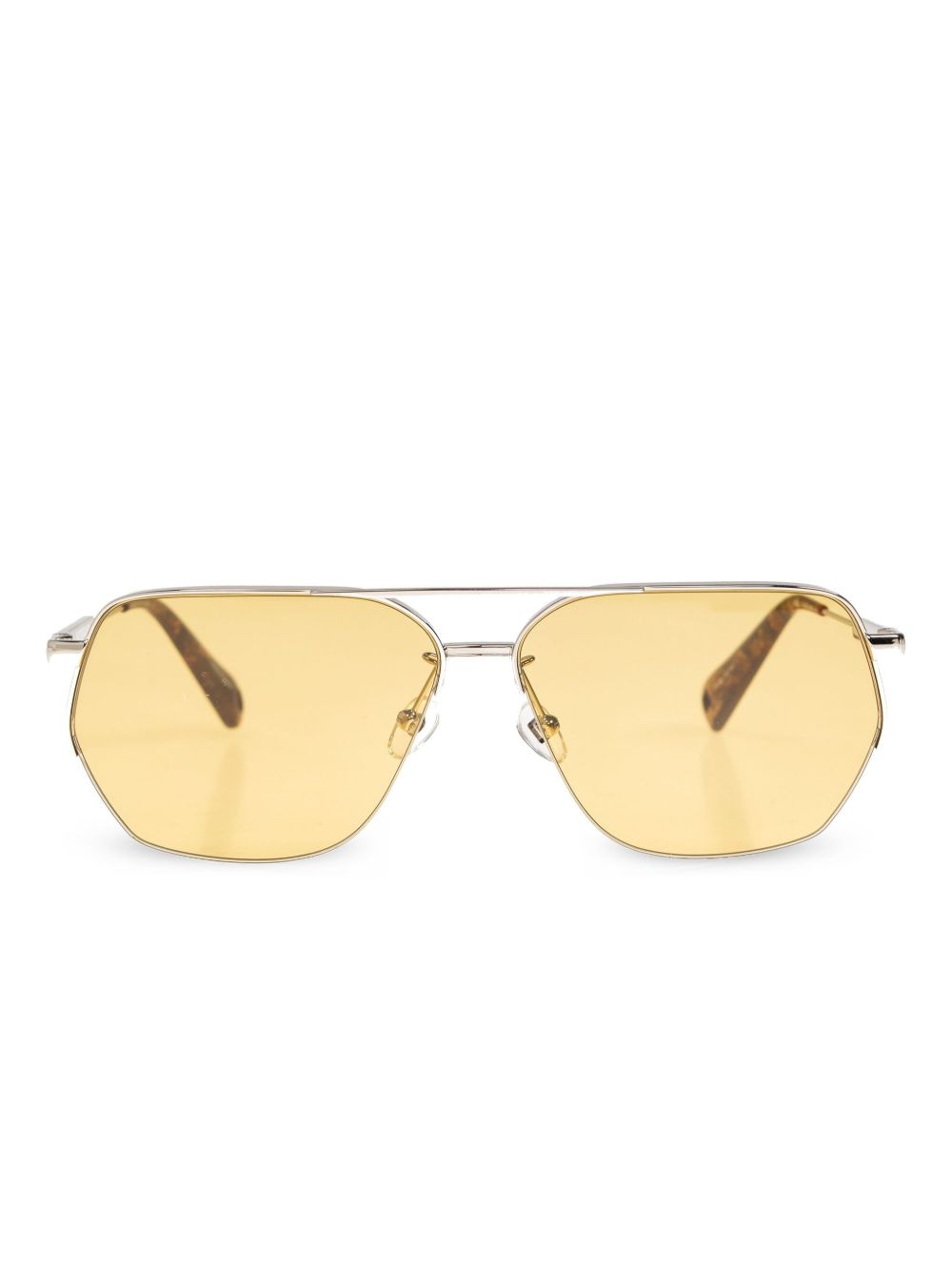 JACQUEMUS Occhiali da sole aviator argento e giallo con design contemporaneo