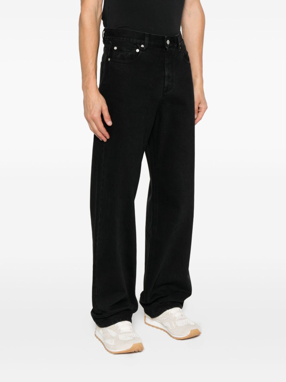 JACQUEMUS Jeans dritti Le de-Nîmes droit in denim indigo lavato con dettagli Jacron logo