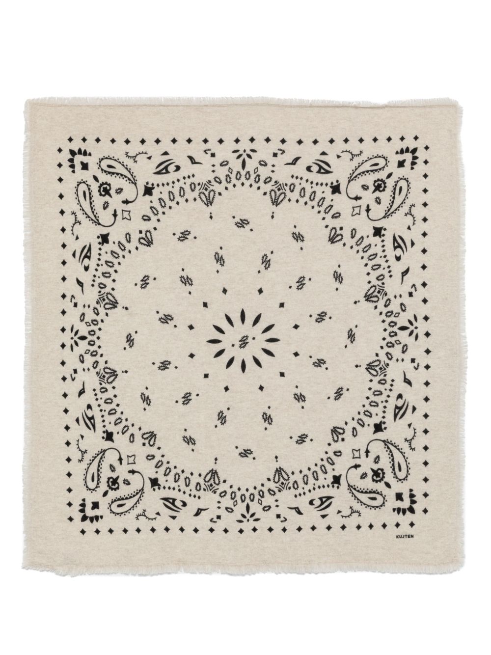 KUJTEN Sciarpa motivo bandana Hachiko in puro cashmere color Avoine