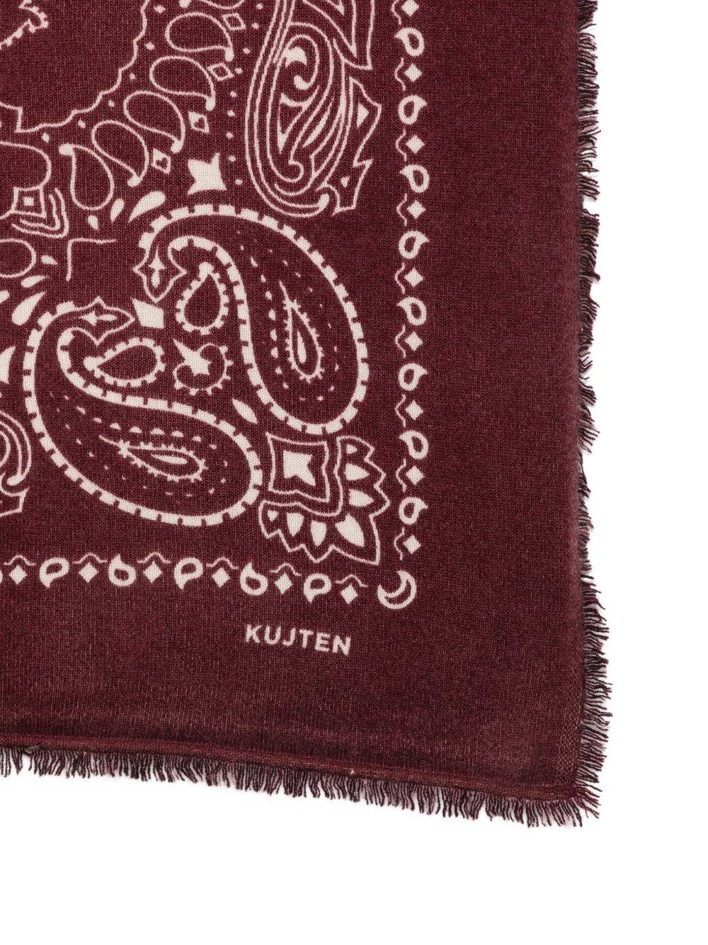 KUJTEN Sciarpa Bandana Hachiko Bico in puro cashmere bordeaux