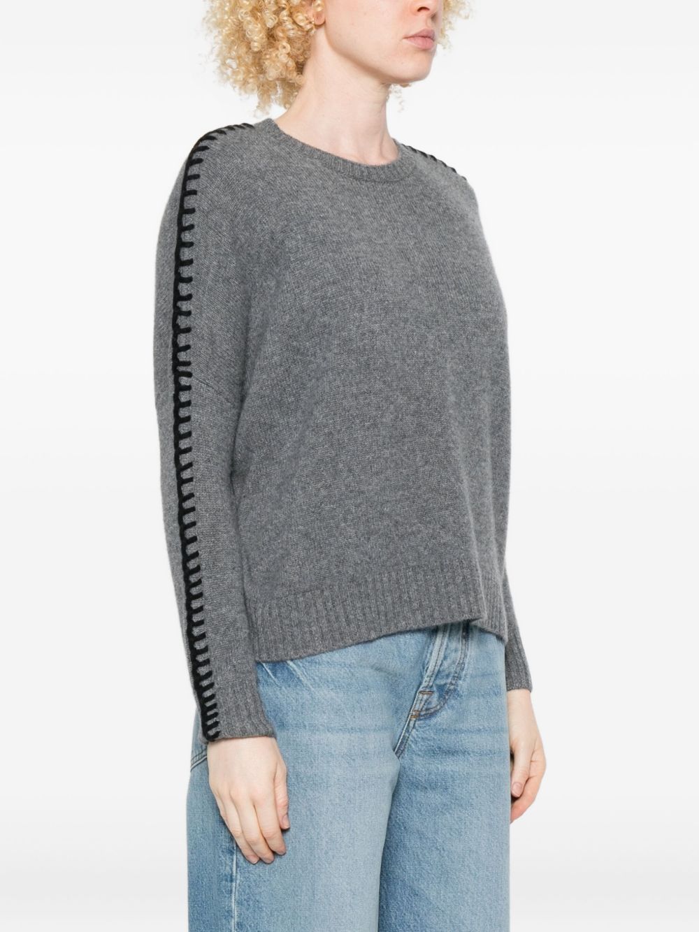 KUJTEN Maglia Amea oversize in puro cashmere color Flanelle Noir