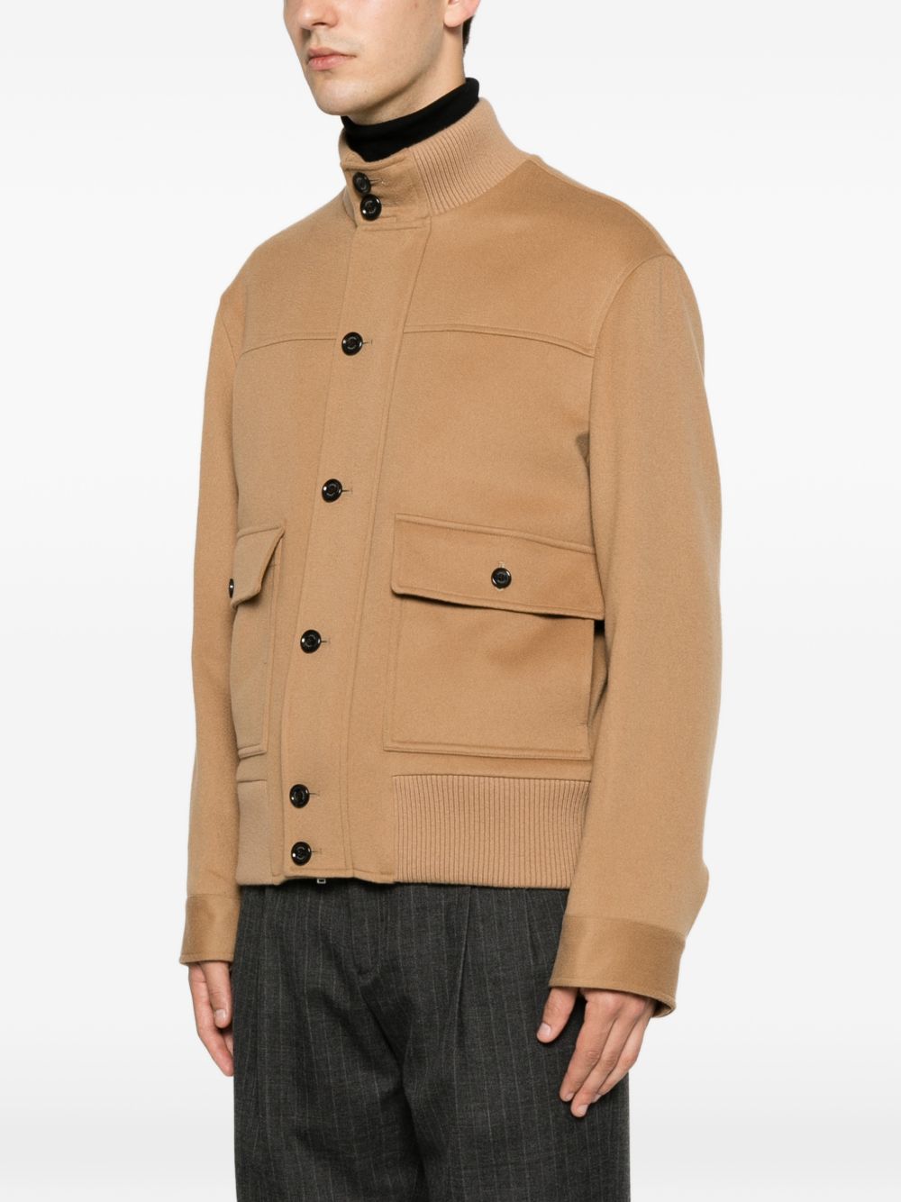 LARDINI Giacca color cammello in lana con tasche