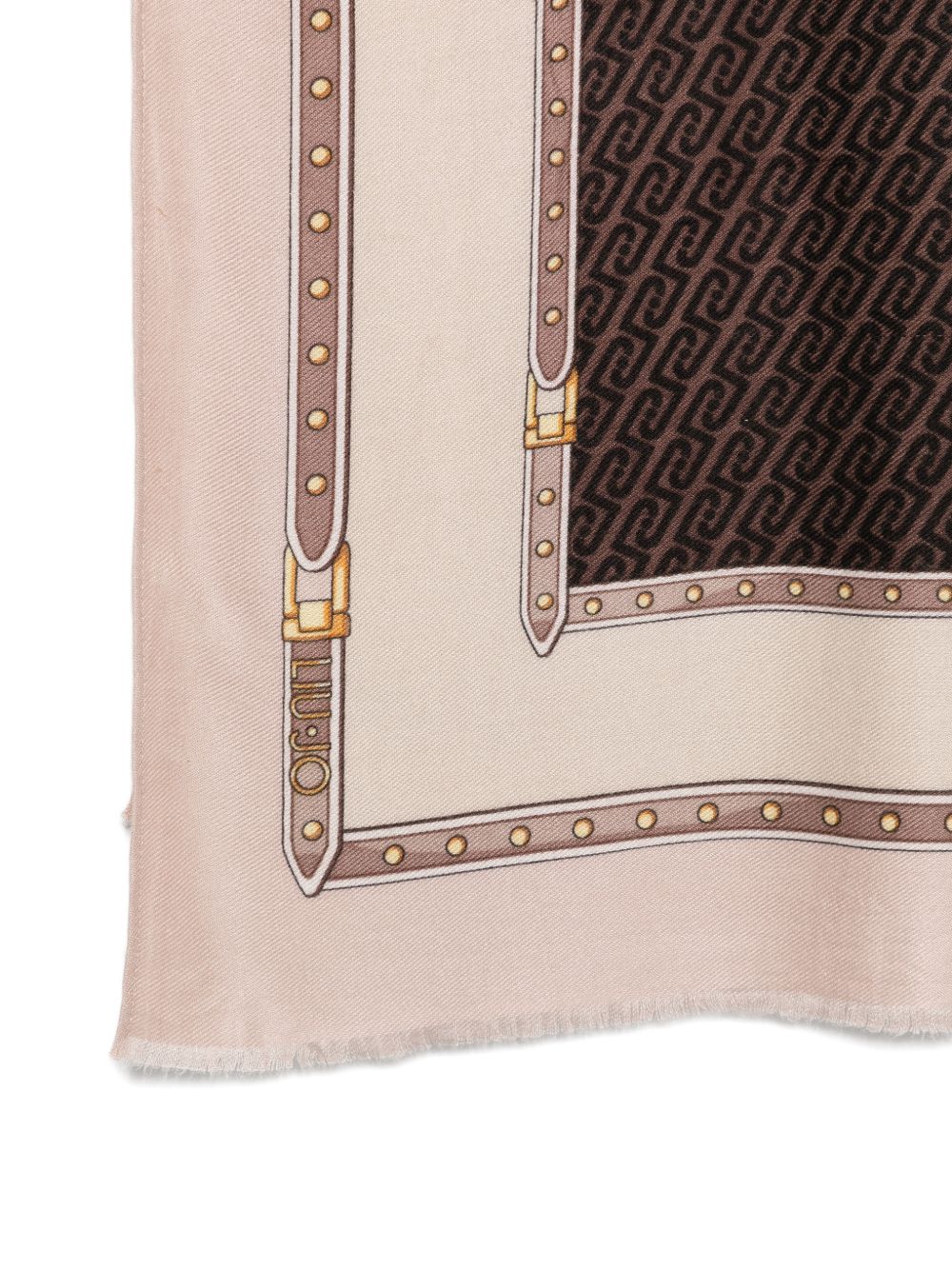 LIUJO Sciarpa leggera rosa e marrone con logo all-over
