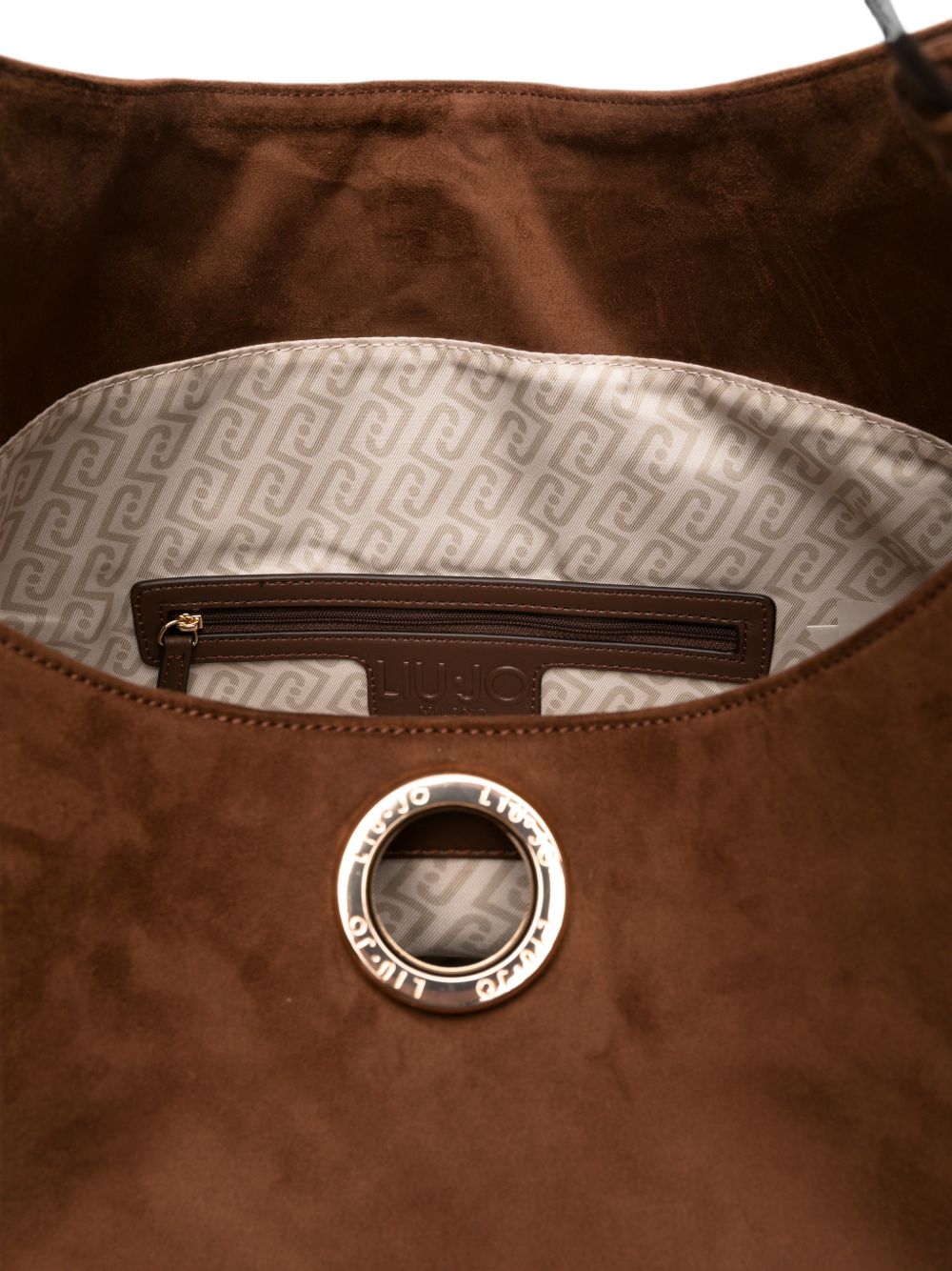 LIUJO Borsa hobo Gerona L in suede color Tabacco